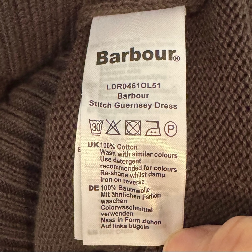 NWT Barbour Stitch Guernsey Dress Olive 14 - Picture 15 of 16